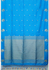 Vedha - Premium aura silk peacock border - Ananda blue