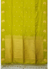 Vedha - Premium aura silk peacock border - Neon green