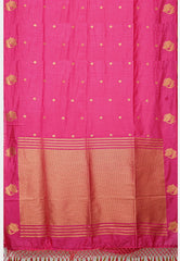 Vedha - Premium aura silk peacock border - Ranipink