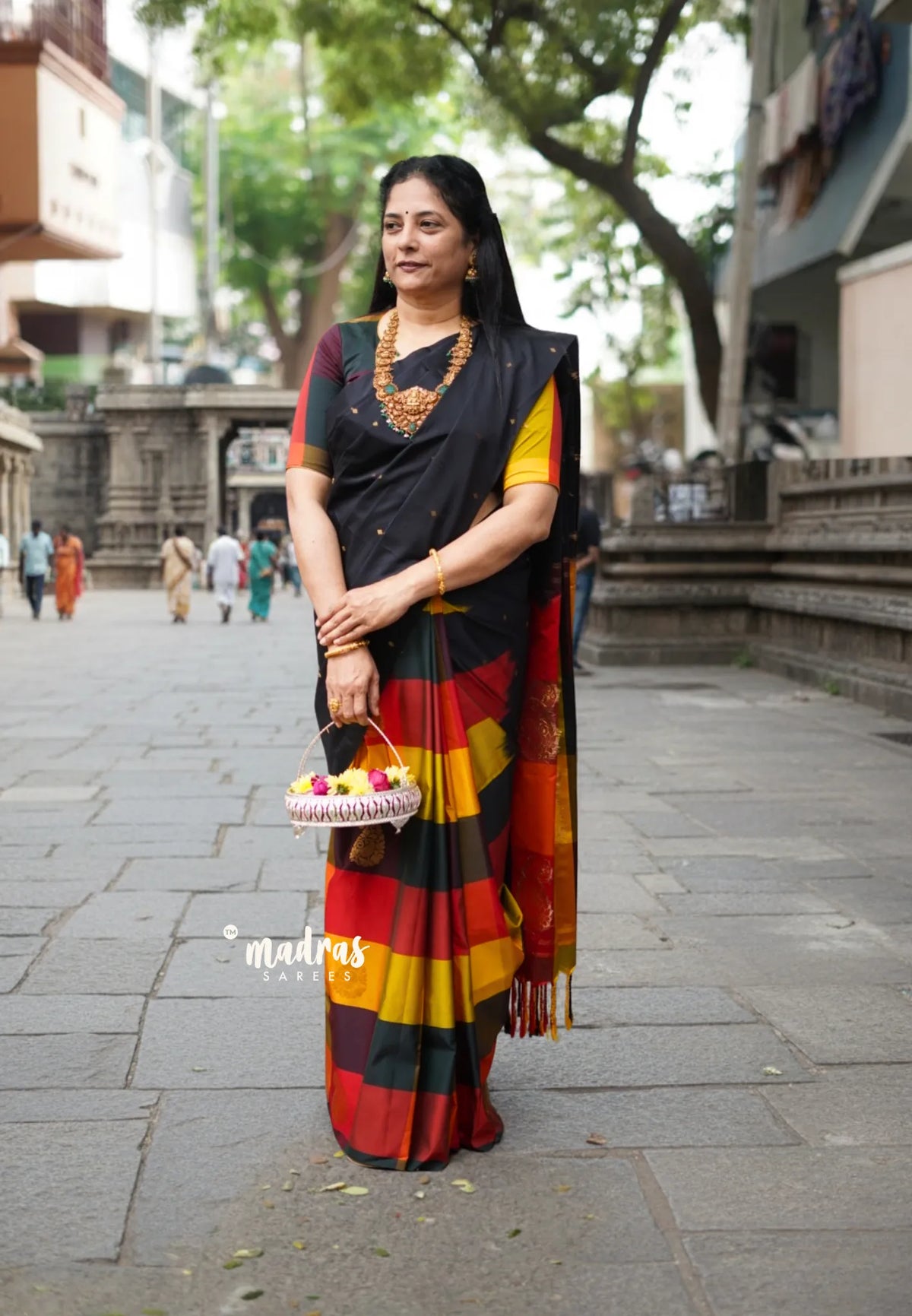 Ebony Black with Sunset Checks - Vedhavalli – Soft Silk Elegance - Perfect for wedding