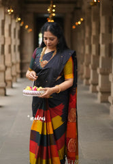 Ebony Black with Sunset Checks - Vedhavalli – Soft Silk Elegance - Perfect for wedding