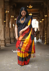 Ebony Black with Sunset Checks - Vedhavalli – Soft Silk Elegance - Perfect for wedding