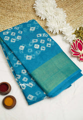 Vijay Tv serial hit Fancy cotton sarees - Aqua blue