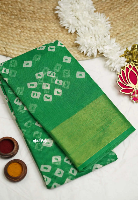 Vijay Tv serial hit Fancy cotton sarees -Green