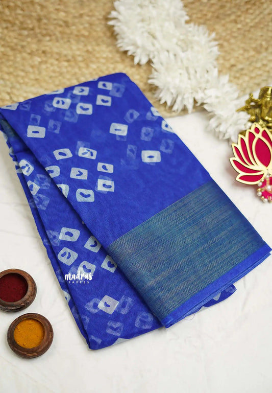 Vijay Tv serial hit Fancy cotton sarees - Ink Blue