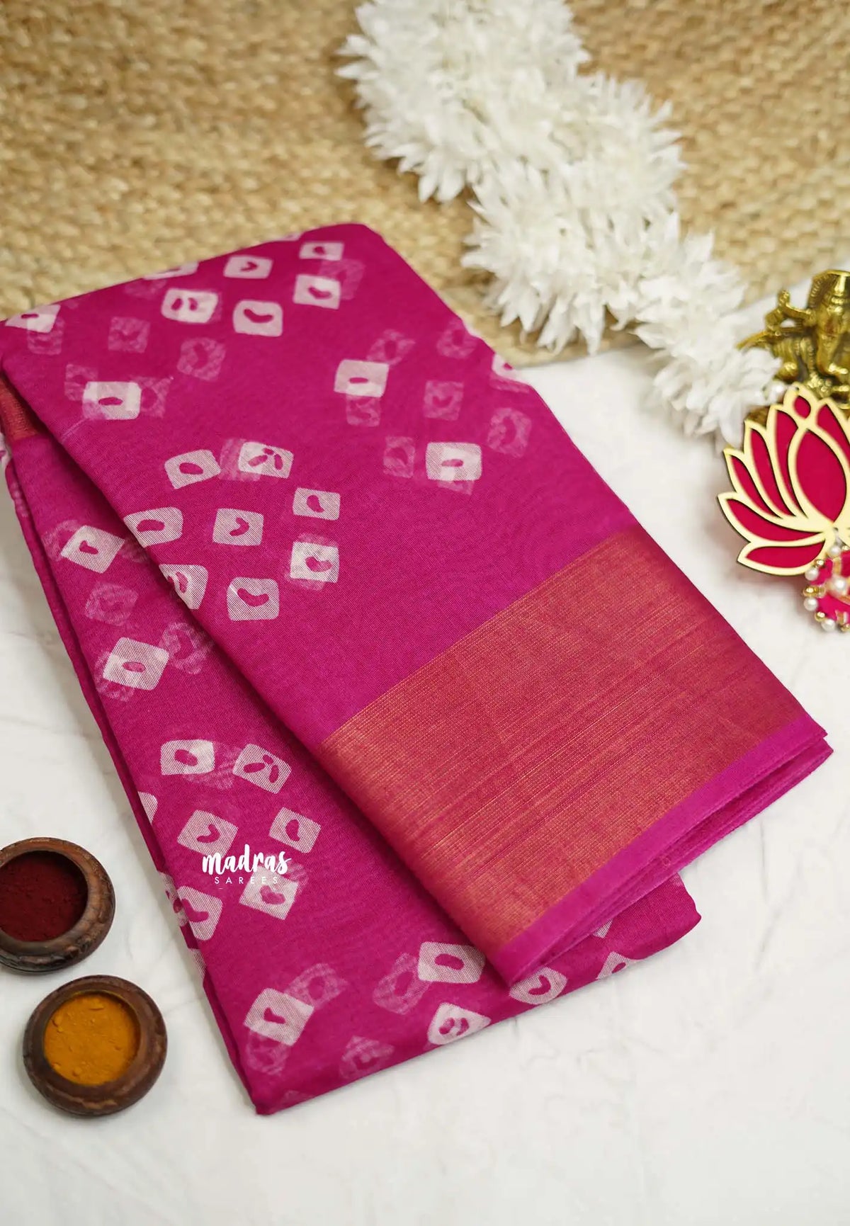 Vijay Tv serial hit Fancy cotton sarees - Magenta pink