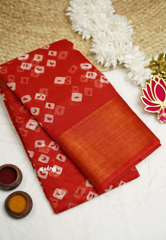 Vijay Tv serial hit Fancy cotton sarees - Red