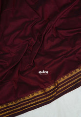 Deep Maroon - Vintage gadwal silk cotton plain body multi chain border