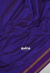 MS Amma Blue - Vintage Gadwal Silkcotton Purple Border - Best for Pooja Functions | Casual Wear