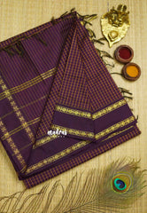 Vintage Gadwal silkcotton Deep Winered - Madras Sarees 