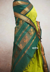 Neon green - Vintage Gadwal silk cotton with contrast pallu