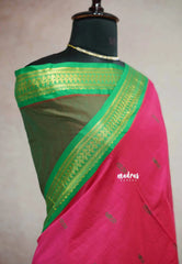 Barbie pink - Vintage Gadwal silk cotton with contrast pallu