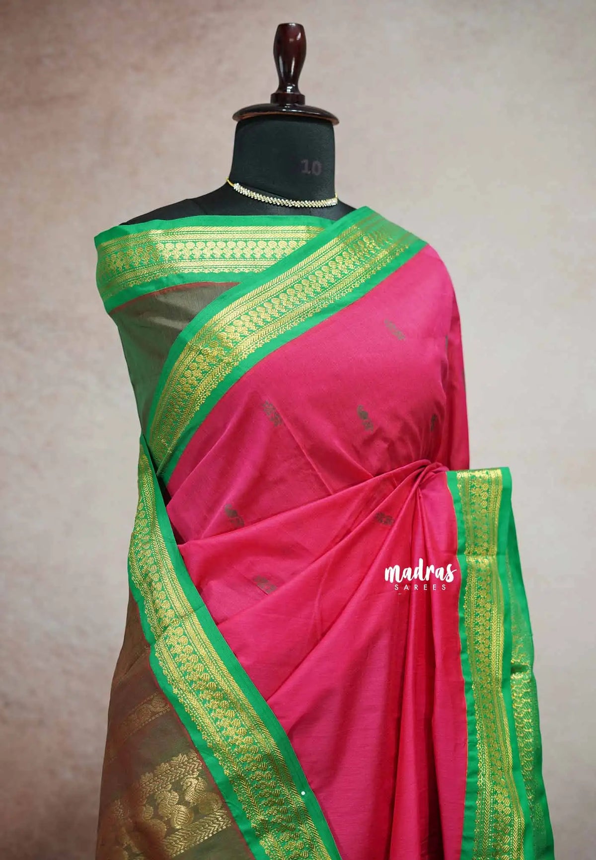 Barbie pink - Vintage Gadwal silk cotton with contrast pallu