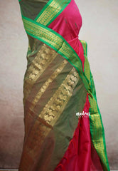 Barbie pink - Vintage Gadwal silk cotton with contrast pallu