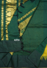Mehndi Green - Vintage Gadwal silk cotton with Temple Border