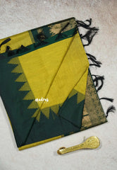 Mehndi Green - Vintage Gadwal silk cotton with Temple Border