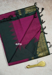 Magenta Purple - Vintage Gadwal silk cotton with Temple Border