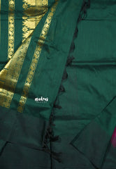 Magenta Purple - Vintage Gadwal silk cotton with Temple Border