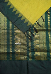 Mehndi Green - Vintage Gadwal silk cotton with Temple Border