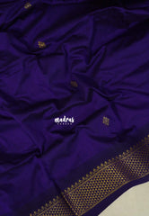 Violet Purple - Vintage Gadwal Semi Silk Cotton Muhurtham Getti Border with Buttas - Perfect for Small Functions