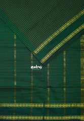Classic Green - Vintage Gadwal silk cotton with Muthu kattam check body Traditional Border - Best for Temple Visit