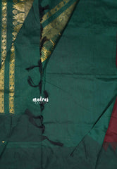 Deep Maroon - Vintage Gadwal silk cotton with Temple Border