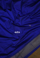 MS Amma Blue - Vintage Gadwal Semi Silk Cotton Muhurtham Getti Border with Buttas - Perfect for Small Functions