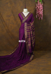 Mulburry Purple - Vintage Gadwal Semi Silk Cotton Muhurtham Getti Border with Buttas - Perfect for Small Functions