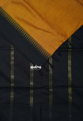 Mustard Yellow with Black - Vintage Gadwal Silk Cotton with Temple Border - Best for Small Functions