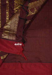 Mustard Yellow with Green - Vintage Gadwal silk cotton with Temple Border
