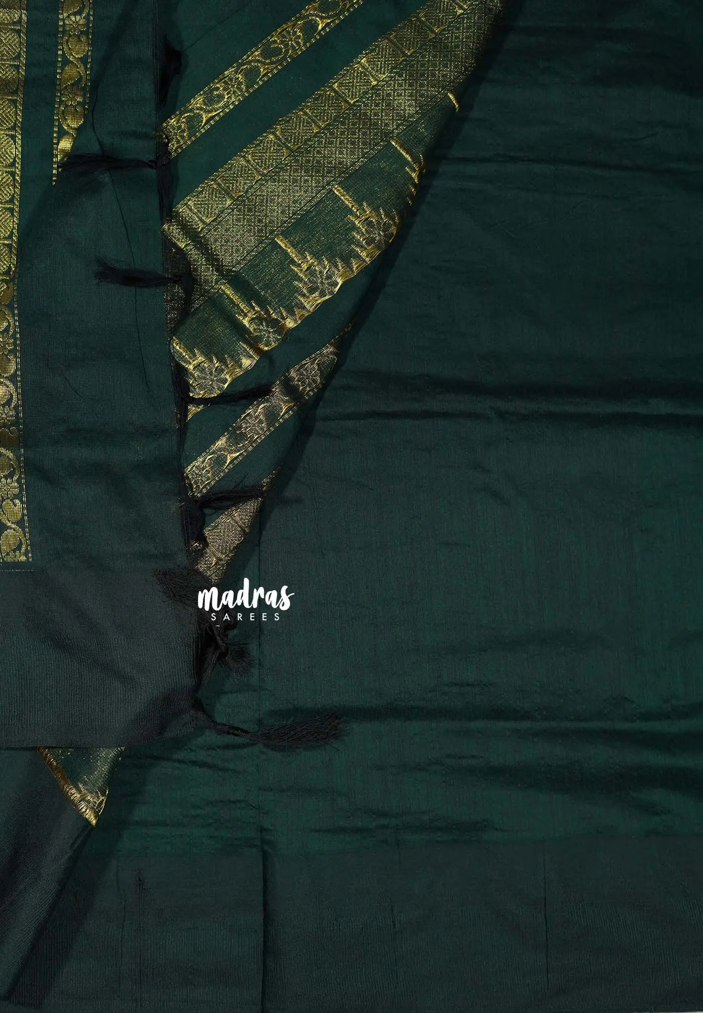 Maroon with Green - Vintage Gadwal silk cotton with Temple Border