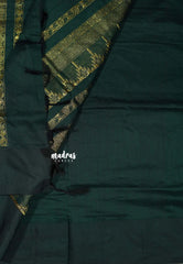 Maroon with Green - Vintage Gadwal silk cotton with Temple Border