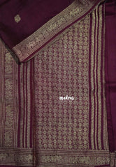 Mulberry Purple - Durga - Banarasi Premium Viscose Silk with Yaanai, Mayil Border and Mayil Buttas - Best for Pooja Functions | Diwali Festive