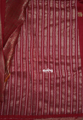 Reddish Maroon - Durga - Banarasi Premium Viscose Silk with Yaanai, Mayil Border and Mayil Buttas - Best for Pooja Functions | Diwali Festive
