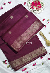 Mulberry Purple - Durga - Banarasi Premium Viscose Silk with Yaanai, Mayil Border and Mayil Buttas - Best for Pooja Functions | Diwali Festive
