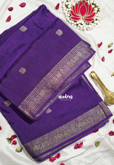Royal Purple - Durga - Banarasi Premium Viscose Silk with Yaanai, Mayil Border and Mayil Buttas - Best for Pooja Functions | Diwali Festive