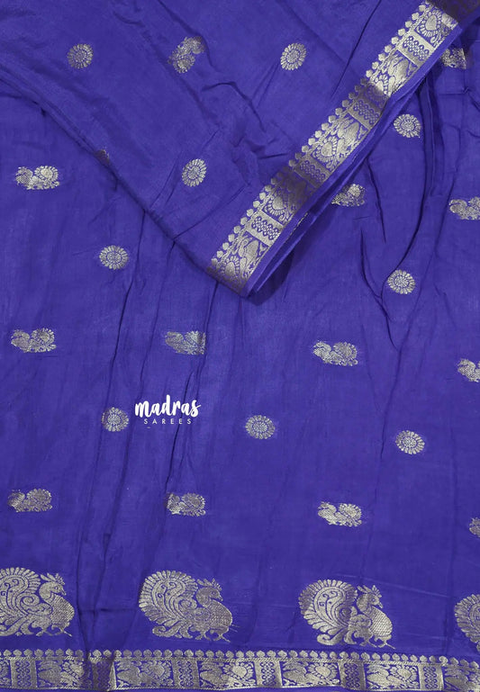 Lavender Purple - Viscous Georgette with Zari peacock Border with Buttas