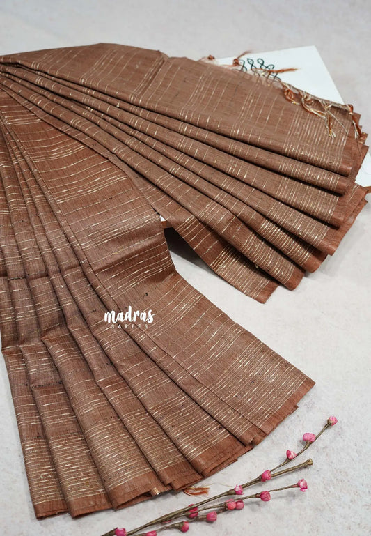 Walnut Brown - Silk Linen saree