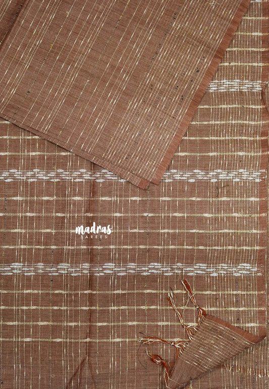 Walnut Brown - Silk Linen saree
