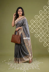 Lead Grey - Yamini Paper Silk Lines in Body with Printed Patola Border - Perfect Office Wear | Casual Wear
