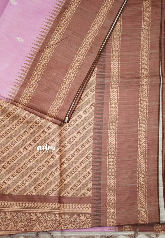 Yamini Paper silk with rettapet border prints - onion pink