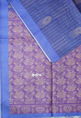 Yamini Paper silk kantha stitch stripes prints - Blue with purple