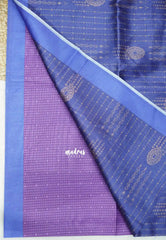 Yamini Paper silk kantha stitch stripes prints - Blue with purple