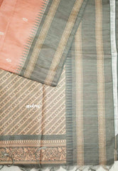 Yamini Paper silk with rettapet border prints - Peach pink