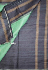 Yamini Paper silk with rettapet border prints - sapphire green