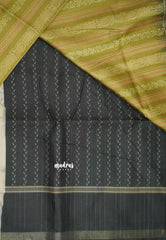 Yamini Paper silk with rettapet border - Mehendi green with black border