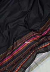 Midnight Black - Yamini Paper Silk Saree with Multiline Printed Border - Workwear Classic | Casual Wear
