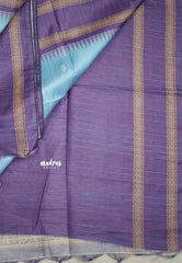 Yamini Paper silk with rettapet border prints - Ananda blue