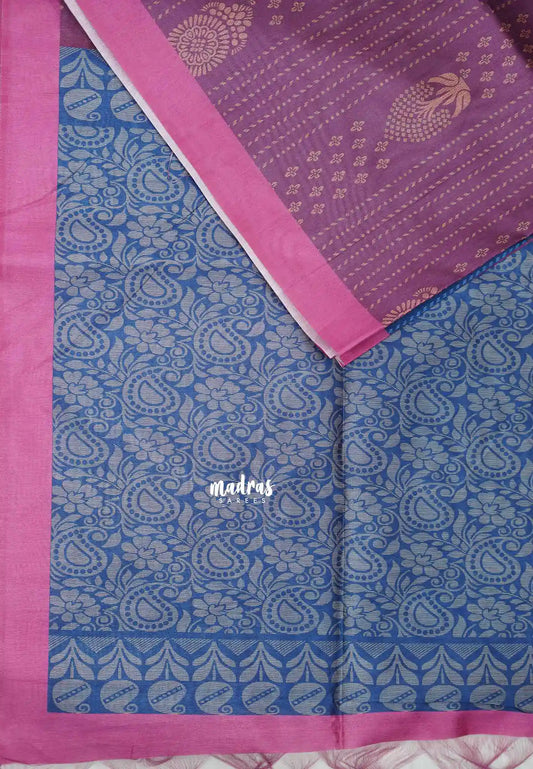 Yamini Paper silk kantha stitch stripes prints - Magenta pink