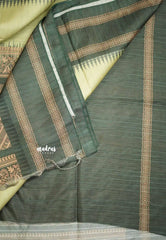 Yamini Paper silk with rettapet border prints - Mild Pista green